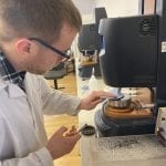 Our technical manager Josh Marsh measuring a sample on our rheometer.