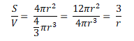 volume v surface of sphere