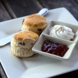 Scone with jam and cream